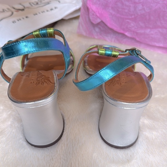 nib Chie Mihara ‘Pinyata Blue’ Metallic Sandal Heels size 8.5 - Picture 7 of 9